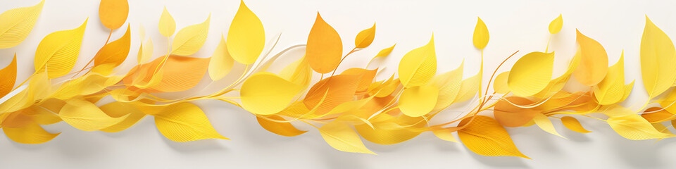 Fototapeta premium yellow leaves on a white background 3d drawing. Generative AI