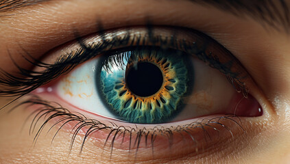 Fototapeta na wymiar Human eye close-up - Generative AI