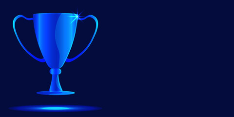 Futuristic Winner 's Cup for online digital transformation abstract technology background. Innovative technology concept. Victor's Cup emblem. Vector illustration.