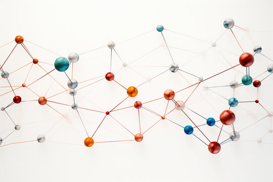 A picture of a network of molecules on a white backdrop, symbolizing the interplay of chemical reactions in a controlled environment Generative AI