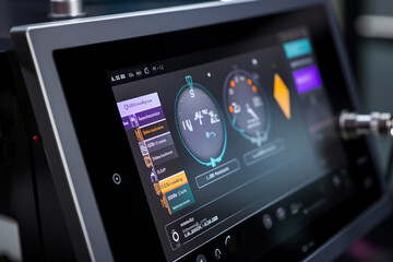 A close-up of a 3D printer's touchscreen interface, showing the user-friendly controls for initiating and managing print jobs Generative AI