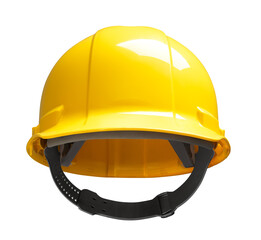 Front view of yellow safety helmet - obrazy, fototapety, plakaty