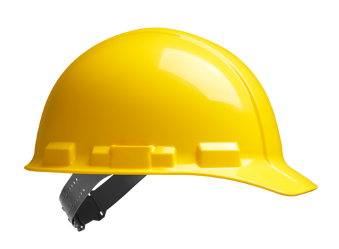 Side view of yellow safety helmet