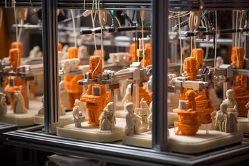 A photo of a 3D printer producing intricate figurines, appealing to collectors and hobbyists Generative AI