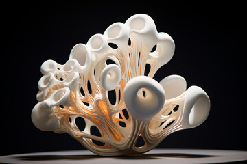 An artistic shot of a finished 3D printed sculpture, showcasing the fusion of art and technology Generative AI