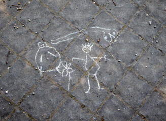 Obraz premium A chalk drawing on the park floor