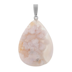 Mineral pendant carved on white background
