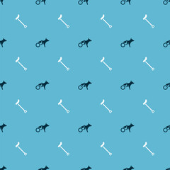 Set Dog in wheelchair and Walking stick cane on seamless pattern. Vector