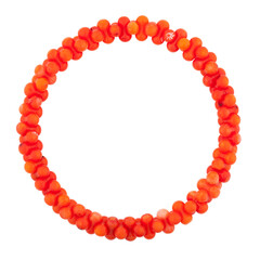 Obraz premium Red mineral bracelet, carved on a white background