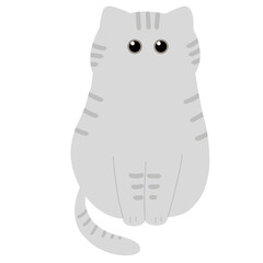 Gray cat cartoon, cute cat sitting.