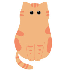 Cute orange fat cat sitting cartoon