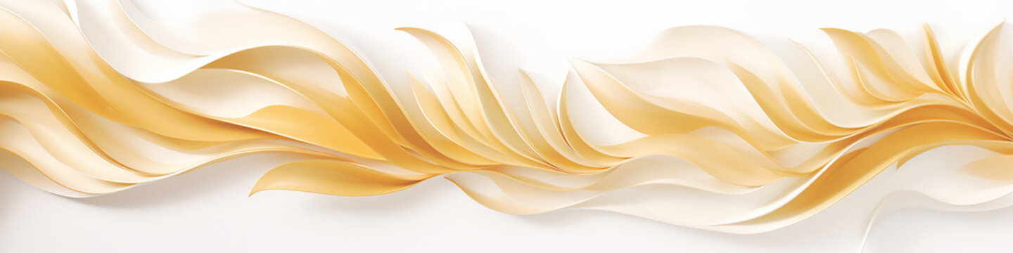 Long Golden Lines On White Smooth Abstract Silk Background.  Generative AI