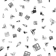 Set Journalist news, News, Television report and Microphone on seamless pattern. Vector