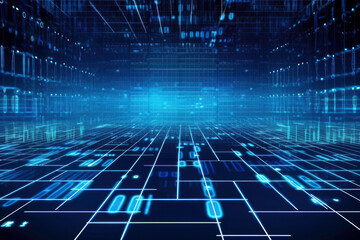Obraz premium Data Matrix Infusion Futuristic HUD with Blue Digital Lines and Grid Technology
