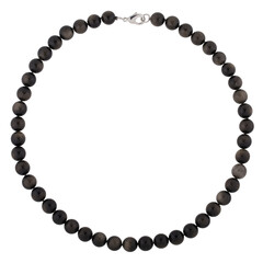 Obraz premium Necklace of dark stone carved on a white background