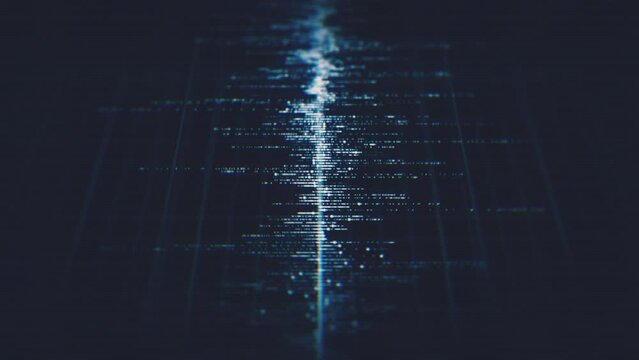 Digital Data Graphic Close Up/ 4k animation of an abstract background with slow motion business stats data scrolling with depth of blur effect