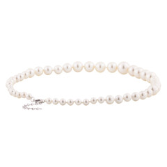 Pearl necklace, carved on a white background.