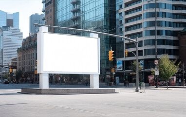 Obraz premium Billboard with blank mock up digital display in modern city, generated AI