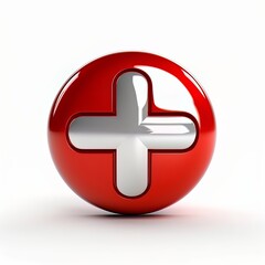 Fototapeta premium HD Futuristic Symbol of the Red Plus Sign White Background