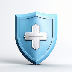 Obraz premium blue health insurance shield icon with a clean non-serif plus symbol in it