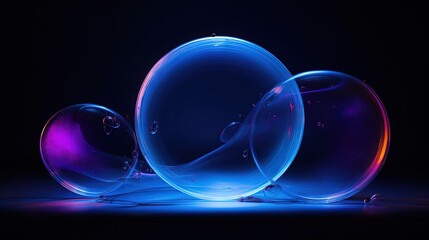 a group of bubbles floating on top of a black surface.  generative ai