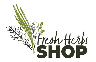 Fresh herbs shop, rosemary and parsley vector