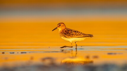 Little Stint (Calidris minuta) is is a wetland bird that lives in the northern parts of the European and Asian continents. It feeds in swampy areas.