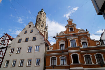 a beautiful ancient Bavarian town of Noerdlingen with its half-timbered houses and Saint George's...