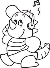 Fototapeta premium dinosaur cartoon doodle kawaii anime coloring page cute illustration drawing clip art character chibi manga comic