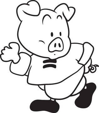 Pig Cartoon Doodle Kawaii Anime Coloring Page Cute Illustration Drawing Clip Art Character Chibi Manga Comic