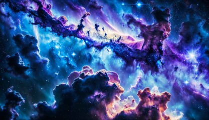 A Journey through Colorful Galaxies, Nebulas, and Supernovas ai generated - obrazy, fototapety, plakaty