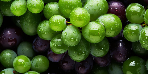 Fresh mixed grapes background image. Generative AI graphic