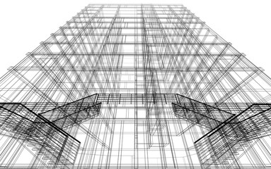 Modern architecture building 3d illustration