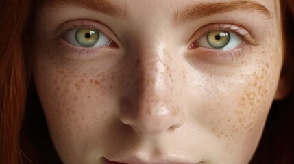 Fototapeta premium Portrait of woman with freckles, Beautiful spa woman with perfect fresh freckled skin, Health.