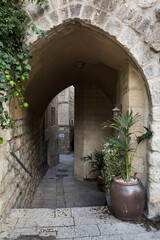 Narrow street on the Jewish Quarter of the Old City of Jerusalem