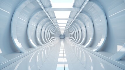 A view inside an empty hallway in a modern building, Office building channel.