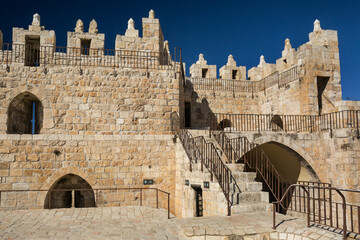 Back of the Damascus Gate from the Ramparts Walk over the Old City wall of Jerusalem