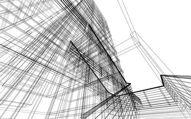 Modern architecture building 3d illustration