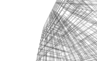 Modern architecture building 3d illustration