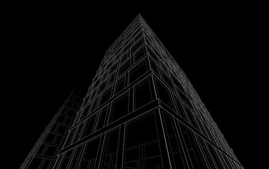 Modern architecture building 3d illustration
