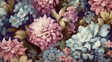 Botanical flower bunch, digital background. Generative AI