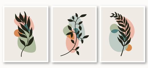 line art drawing with abstract shape. Abstract Plant Art design for print, cover, wallpaper, Minimal and natural wall art. Vector illustration.