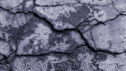 Obraz premium Cracked wall texture cement concrete floor background, Plaster facade house wall with grey dark cracks abstract background