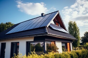 Fototapeta na wymiar Solar-Powered Newly Constructed Home. Generative AI