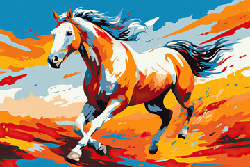 running horse in style of pop art, ai generated