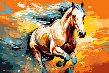 running horse in style of pop art, ai generated