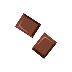 Piece of chocolate on isolated white background. Vector illustration cartoon flat style.