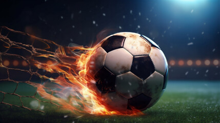 Fototapeta premium Soccer ball in fire