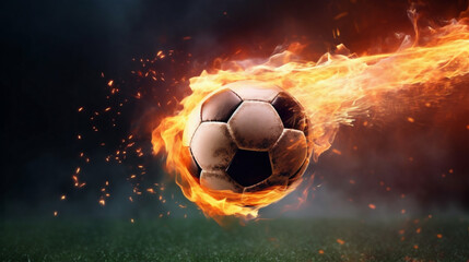 Fototapeta premium Soccer ball in fire