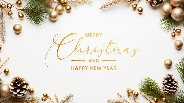 beautiful composition with Christmas ornaments on a white background